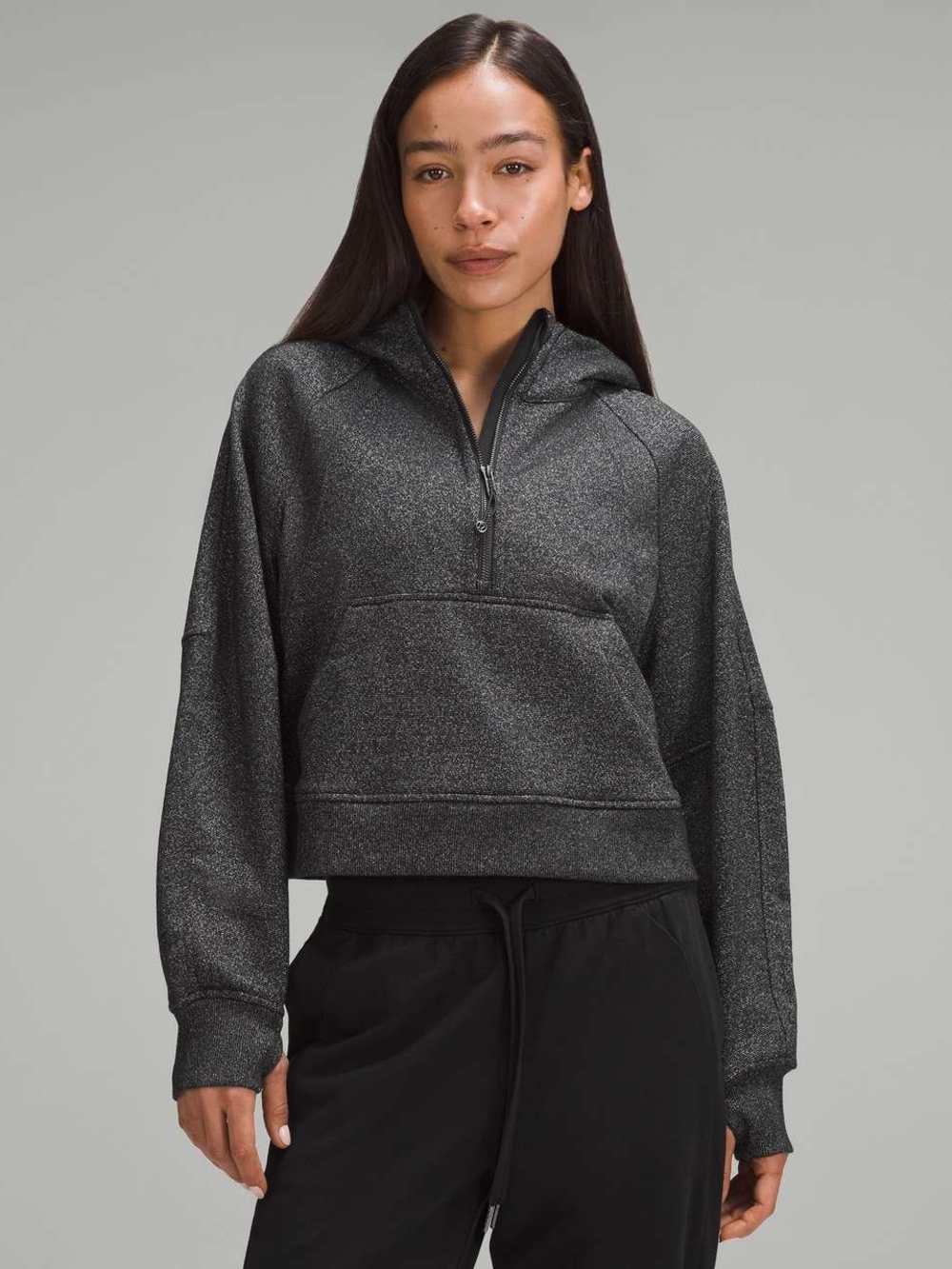 Lululemon Scuba Oversized Half-Zip Hoodie Spark Black Silver M/L